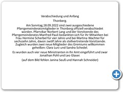Verabschiedung und Anfang 2022